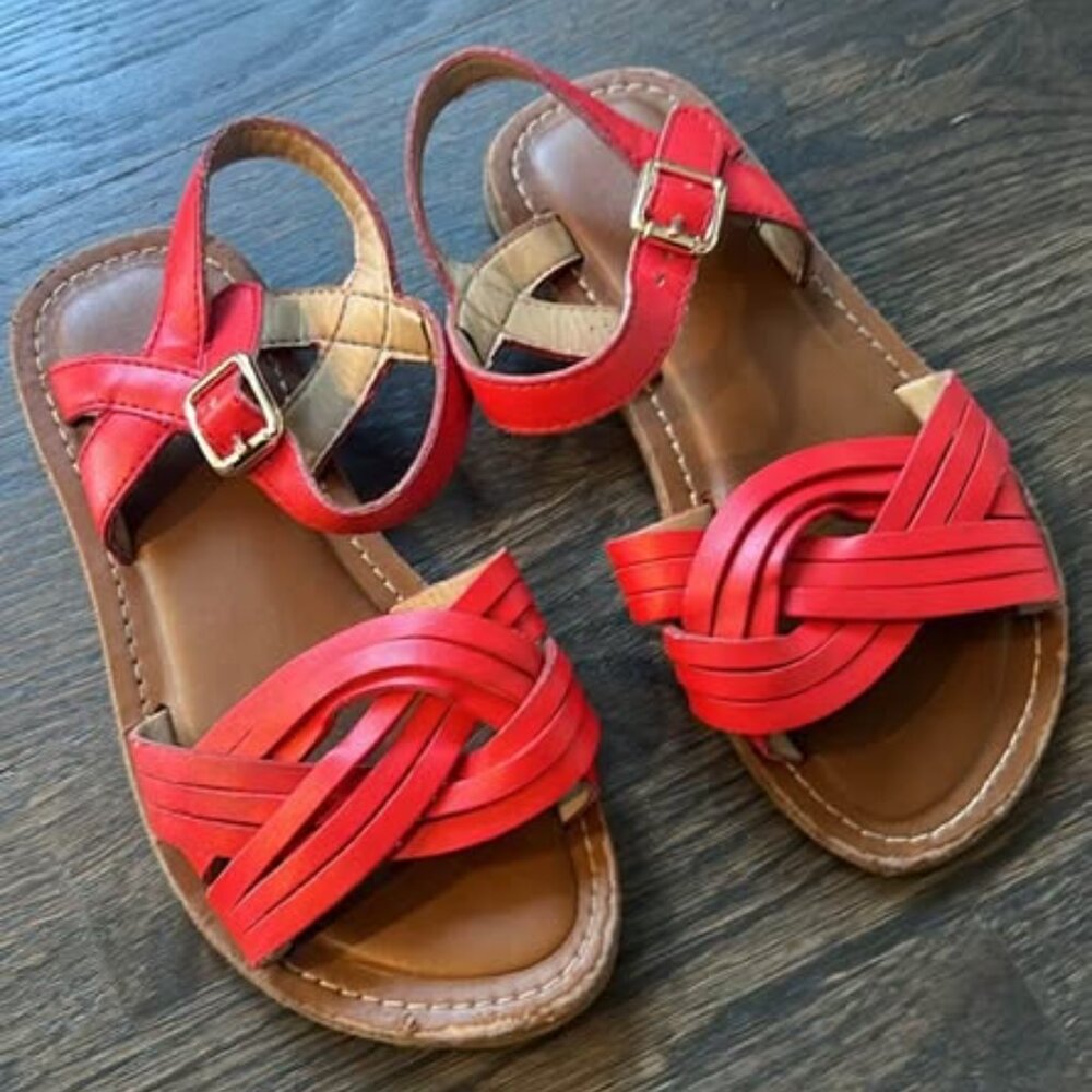 La Redoute Red Leather Sandals Size 10